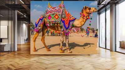 Decorated camel at Bikaner Festival in India Wall mural