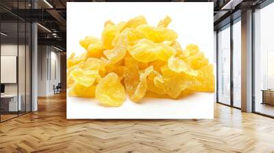 Dried pineapple chips with sugar on white background Wall mural