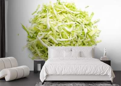 Fresh shredded cabbage from above on white background Wall mural