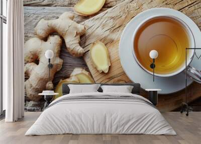 Ginger tea warms the body in cold weather Wall mural