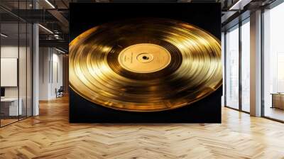 gold record on black background Wall mural