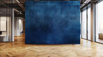 Grunge velvet textured navy blue backdrop Wide banner or wallpaper with space for text and design Uneven velvety photo background Wall mural