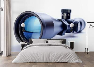 High powered rifle scope isolated on white viewed from the side Wall mural