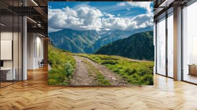 Hiking on rocky mountain trails Wall mural