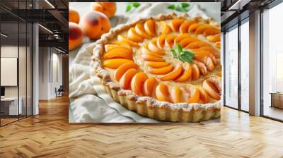 Homemade summer apricot pie a delicious and healthy vegan dessert made with fresh apricots and a touch of French pastries Wall mural