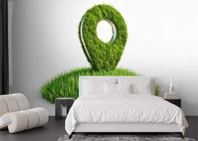 Isolated grass pin icon on white screen Wall mural