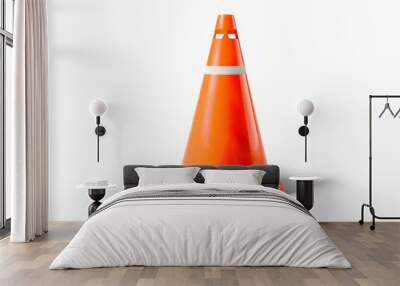 Isolated orange cone on white background Wall mural