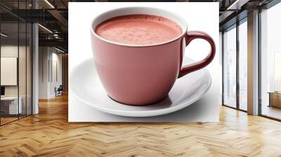 Isolated white background, red mug of hot chocolate drink. Wall mural