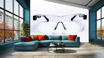 Laser radiation protective glasses on white background Wall mural