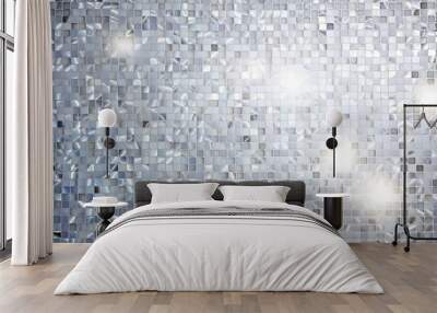 Mosaic of light spots on silver background Wall mural