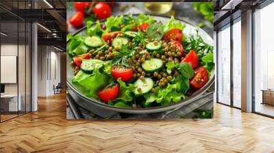 Nutritious salad with mung beans veggies and greens Wall mural