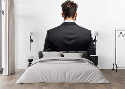 Stylish man wearing suit seen from behind on white background Wall mural