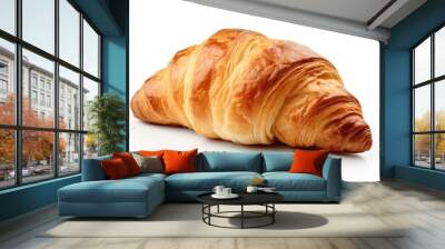 Tasty fresh croissant alone on white Wall mural