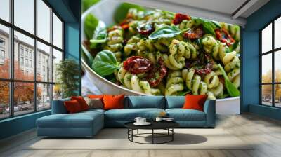 Tomato pesto salad with pasta and sundried tomatoes Wall mural