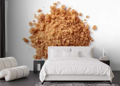 Top down view of isolated brown sugar on white background Wall mural