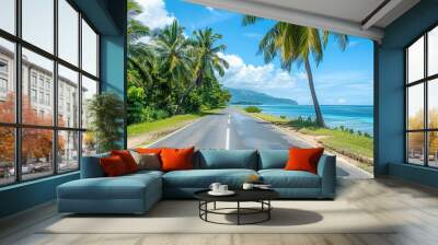 Tropical beach road Wall mural