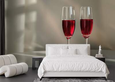 two glasses of champaign and two glasses of red wine Wall mural