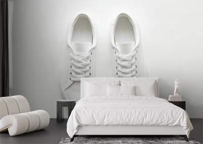 Two white men s sneakers top view Wall mural