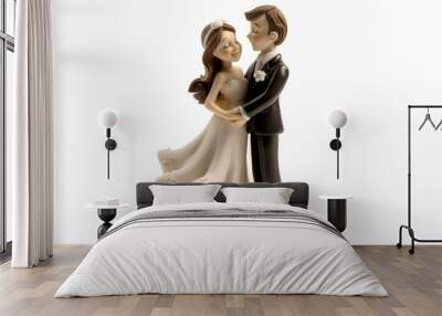 Wedding cake topper isolated on white Wall mural