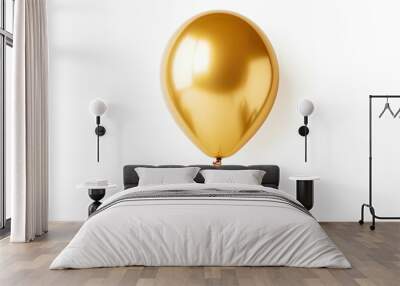 White background with isolated golden balloon Wall mural