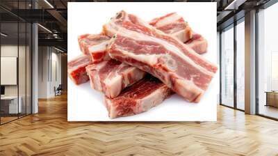 White background with pork fatback pieces Wall mural