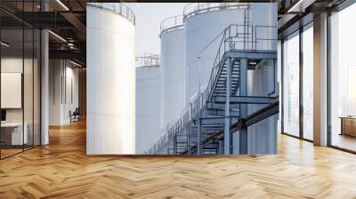 White carbon steel tank storage in the chemical industry Wall mural