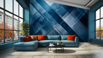 Minimalistic abstract geometric textures, technological web, Technology network backgroung, deep blue color Wall mural