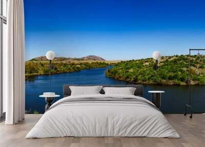 landscape with lake and blue sky Wall mural