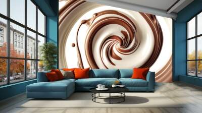 Chocolate splash with milk spin or pouring.hot drink dynamic mixing for demonstration food shot background.ai generated images Wall mural