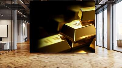 Gold bar stack with investment concepts.safety or security of wealth.financial economy and strategy.investor asset.generative ai technology Wall mural