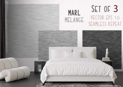 Grey Marl Heather Texture Background. Faux Cotton Fabric with Vertical T Shirt Style. Vector Pattern Design. Dark Gray, White Melange Triblend for Textile Effect. Vector EPS 10 Tile Repeat SET of 5  Wall mural