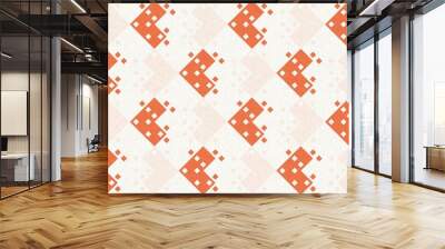 Simple glitch geometric seamless abstract border with playful woven peach color. Bright whimsical gender neutral bold irregular shape textile Cotton effect banner. Wall mural