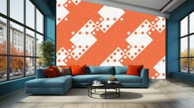 Simple glitch geometric seamless abstract pattern with playful woven peach color. Bright whimsical gender neutral bold irregular shape textile Cotton effect background.  Wall mural