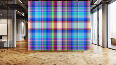 Vintage tartan pattern in vaporwave colorful style. Vintage 80s plaid design for endless print tile.  Wall mural