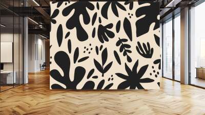 Hand drawn minimalistic abstract organic plant shapes on isolated background. Collage modern for print. Fashionable template for design .unusual doodle art matisse style hand drawn Wall mural