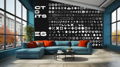 retro futuristic elements for design. big collection of abstract graphic geometric symbols and objec Wall mural