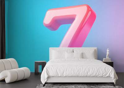 3d number 7, 3D rendering, anniversary birthday party celebration countdown concept illustration Wall mural