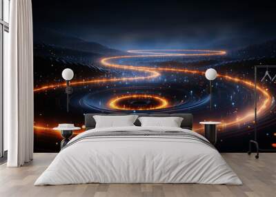 3D technological sense blue glowing science fiction e-commerce display stand simple creative space scene background material Wall mural