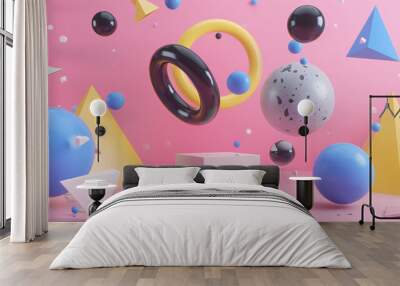 3D three-dimensional rendering artificial creative geometric background display booth Wall mural