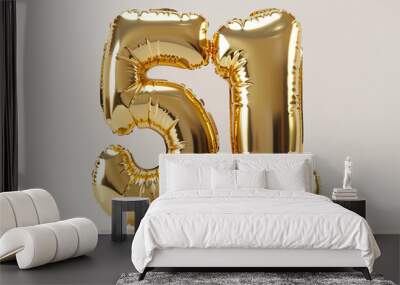 51 balloon number 3D rendering, Labor Day holiday number 3D concept illustration Wall mural