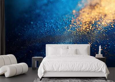 Abstract blue gold background, abstract blue texture with gold splash, blue luxury background concept illustration Wall mural