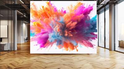 Abstract powder splash background. Colorful powder explosion on solid color background Wall mural