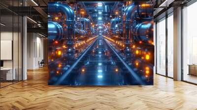 Assembly line operation scene, smart manufacturing concept creative illustration Wall mural