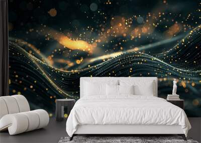 Black gold abstract background, abstract black gold background design line style Wall mural