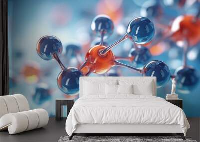 Chemical molecule model 3D rendering, innovative technology for science and medicine. Wall mural