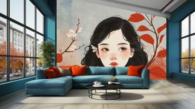 Chinese style classical beauty illustrations, ancient costume character concept illustrations Wall mural