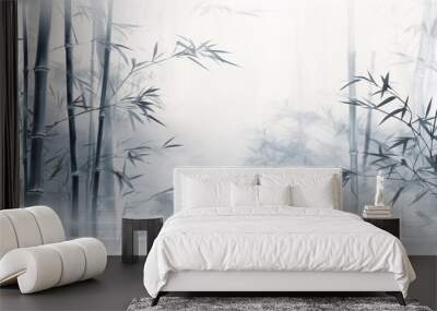 Chinese traditional Chinese style abstract mountain forest bamboo poetic ink painting Wall mural