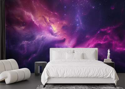 Colorful cosmic nebula shrouded in space dust, celestial wonders cosmic starry sky concept illustration Wall mural