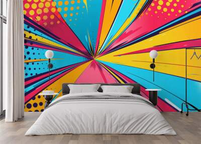 Comic background, pop art style cartoon illustration Wall mural