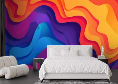 Creative curved paper background, abstract multi-layered paper background 3D rendering illustration Wall mural